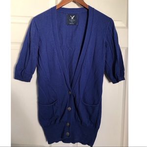 American Eagle Outfitters Blue Cropped Cardigan